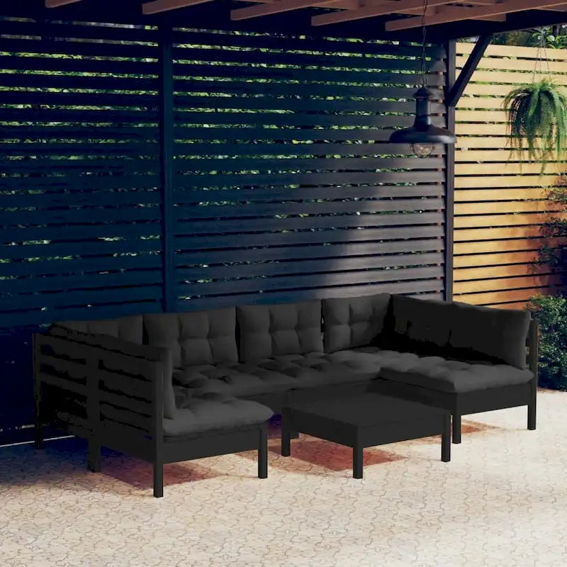 vidaXL Solid Pinewood Patio Lounge Set 7 Piece with Cushions Multi Colors - 25  x 25  x 24.6