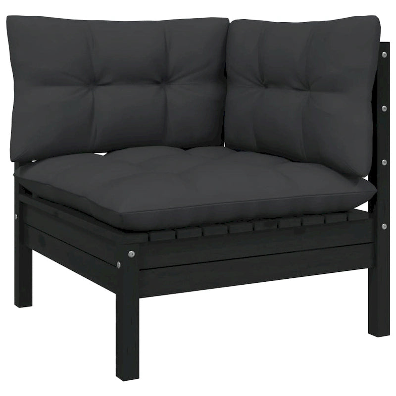 vidaXL Solid Pinewood Patio Lounge Set 7 Piece with Cushions Multi Colors - 25  x 25  x 24.6
