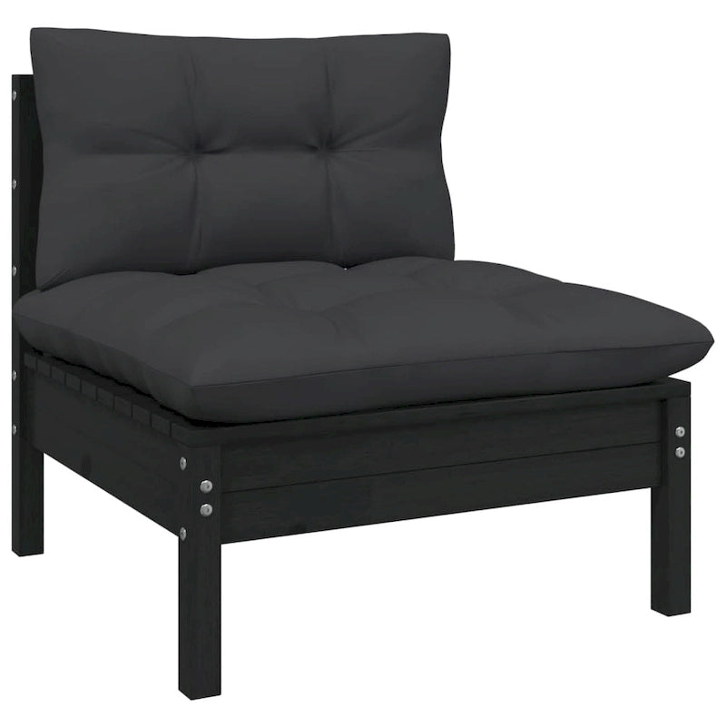 vidaXL Solid Pinewood Patio Lounge Set 7 Piece with Cushions Multi Colors - 25  x 25  x 24.6