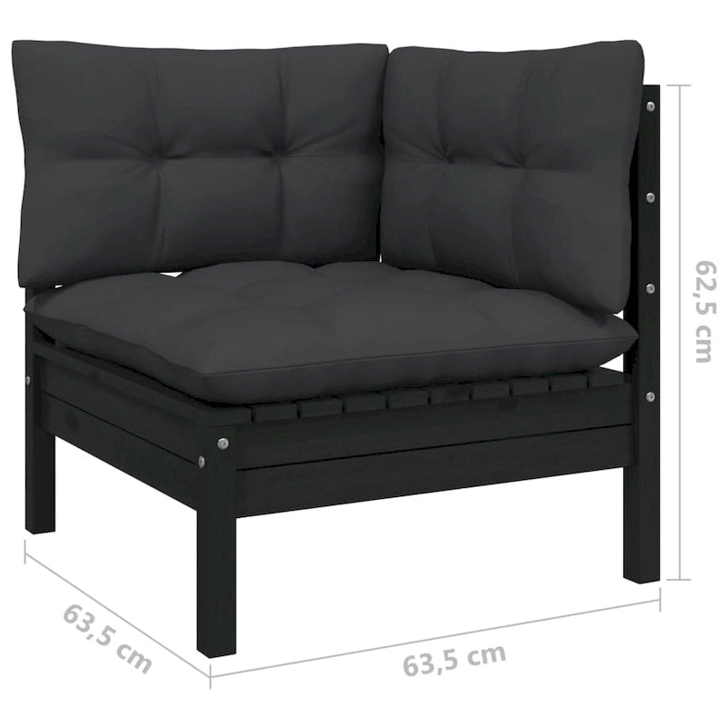 vidaXL Solid Pinewood Patio Lounge Set 7 Piece with Cushions Multi Colors - 25  x 25  x 24.6