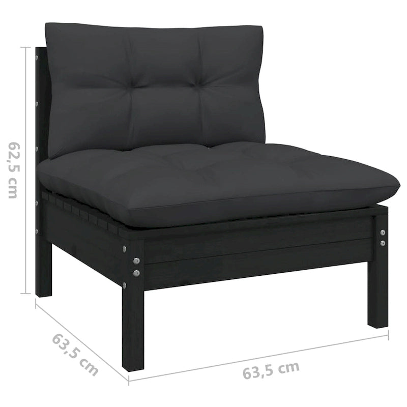 vidaXL Solid Pinewood Patio Lounge Set 7 Piece with Cushions Multi Colors - 25  x 25  x 24.6