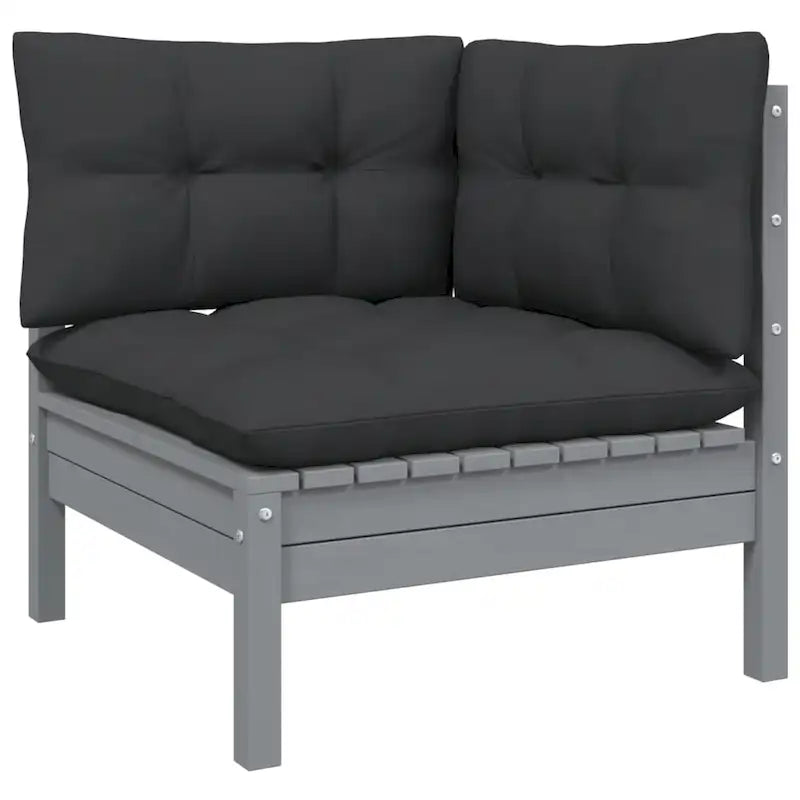 vidaXL Solid Pinewood Patio Lounge Set 7 Piece with Cushions Multi Colors - 25  x 25  x 24.6