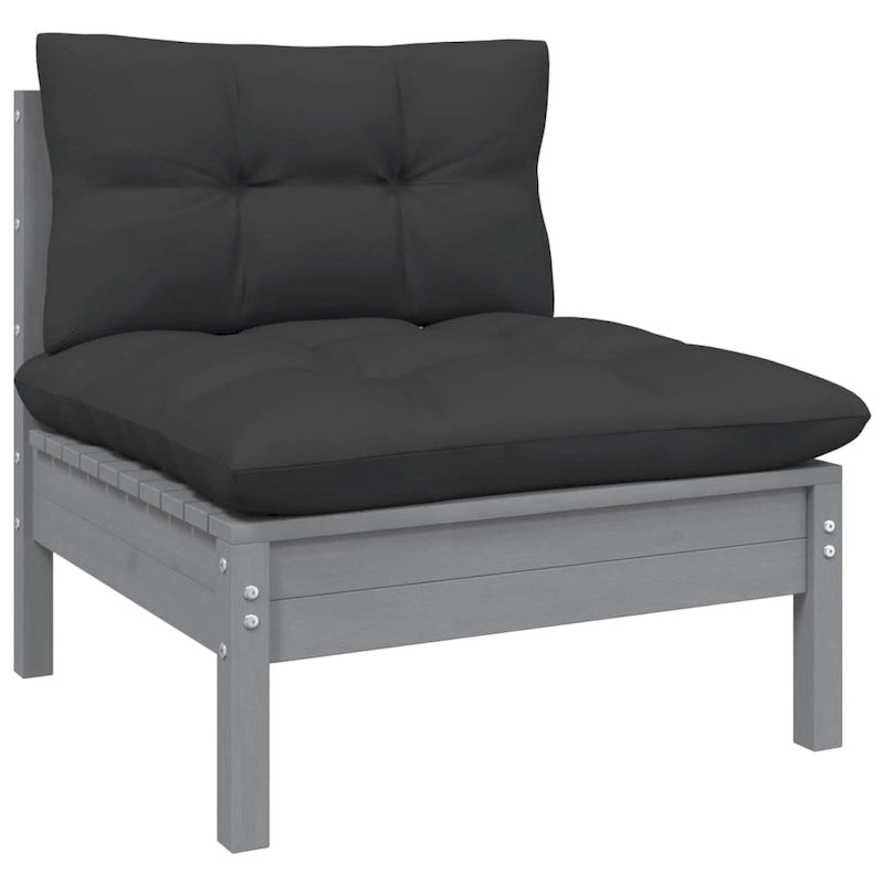 vidaXL Solid Pinewood Patio Lounge Set 7 Piece with Cushions Multi Colors - 25  x 25  x 24.6