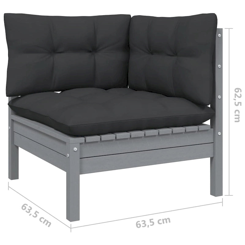 vidaXL Solid Pinewood Patio Lounge Set 7 Piece with Cushions Multi Colors - 25  x 25  x 24.6