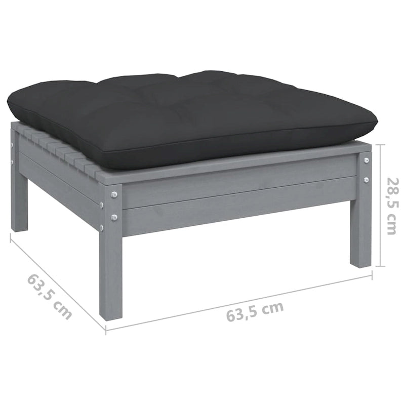 vidaXL Solid Pinewood Patio Lounge Set 7 Piece with Cushions Multi Colors - 25  x 25  x 24.6