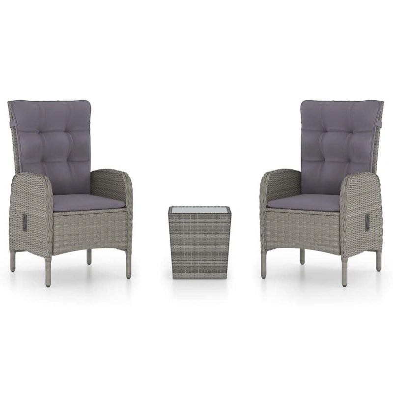 vidaXL Solid Acacia Wood Patio Bistro Set 3 Piece Poly Rattan Multi Colors - 16.3  x 16.3  x 16.9