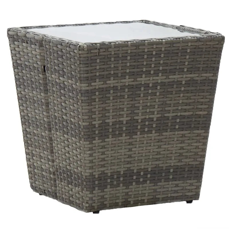 vidaXL Solid Acacia Wood Patio Bistro Set 3 Piece Poly Rattan Multi Colors - 16.3  x 16.3  x 16.9
