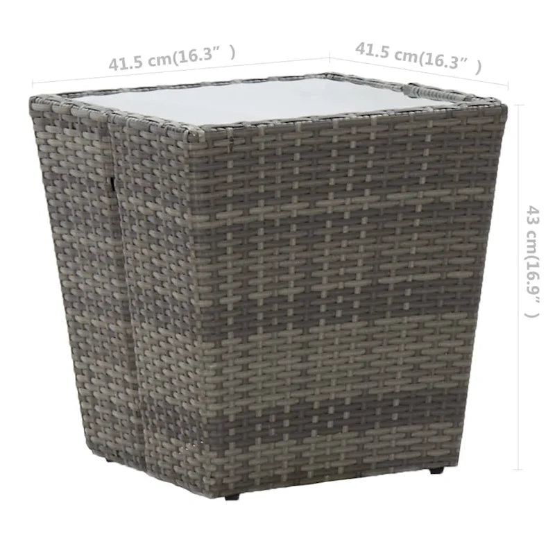 vidaXL Solid Acacia Wood Patio Bistro Set 3 Piece Poly Rattan Multi Colors - 16.3  x 16.3  x 16.9