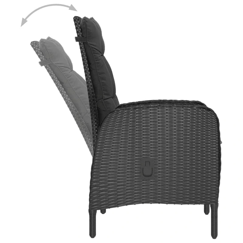 vidaXL Solid Acacia Wood Patio Bistro Set 3 Piece Poly Rattan Multi Colors - 16.3  x 16.3  x 16.9