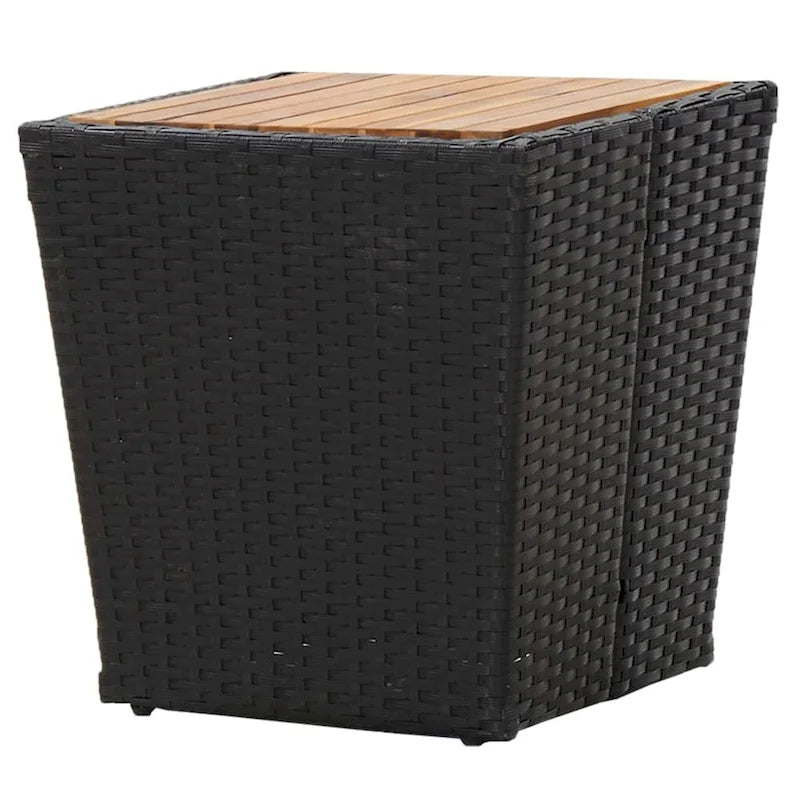 vidaXL Solid Acacia Wood Patio Bistro Set 3 Piece Poly Rattan Multi Colors - 16.3  x 16.3  x 16.9