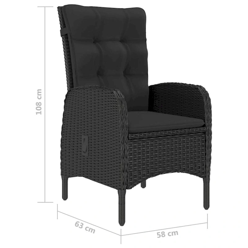 vidaXL Solid Acacia Wood Patio Bistro Set 3 Piece Poly Rattan Multi Colors - 16.3  x 16.3  x 16.9