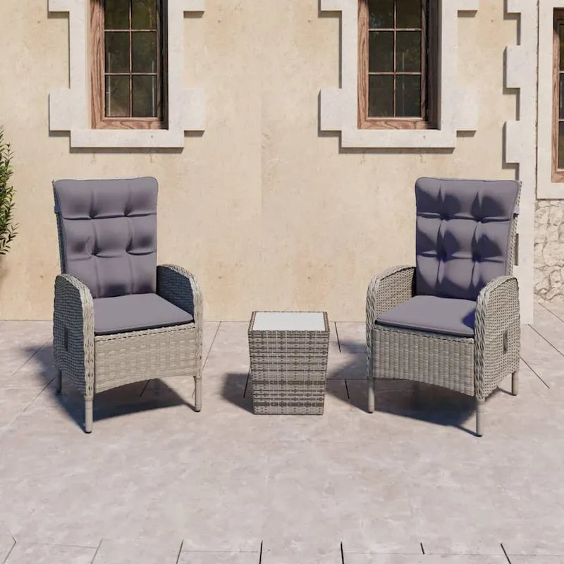vidaXL Solid Acacia Wood Patio Bistro Set 3 Piece Poly Rattan Multi Colors - 16.3  x 16.3  x 16.9