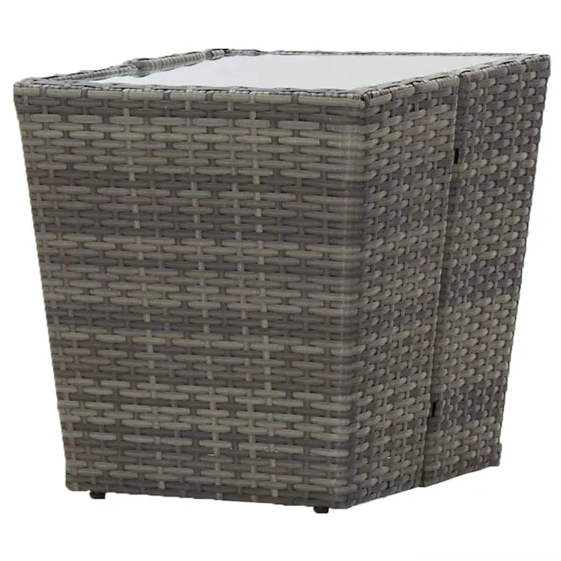 vidaXL Solid Acacia Wood Patio Bistro Set 3 Piece Poly Rattan Multi Colors - 16.3  x 16.3  x 16.9