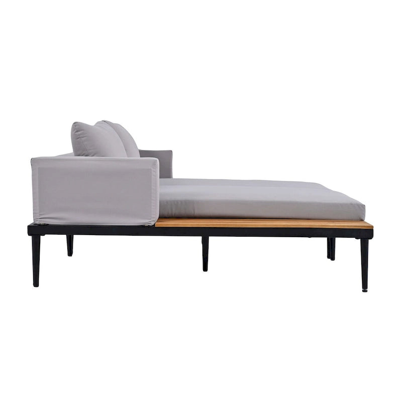 Outdoor Patio Daybed with Acacia Wood Side Spaces