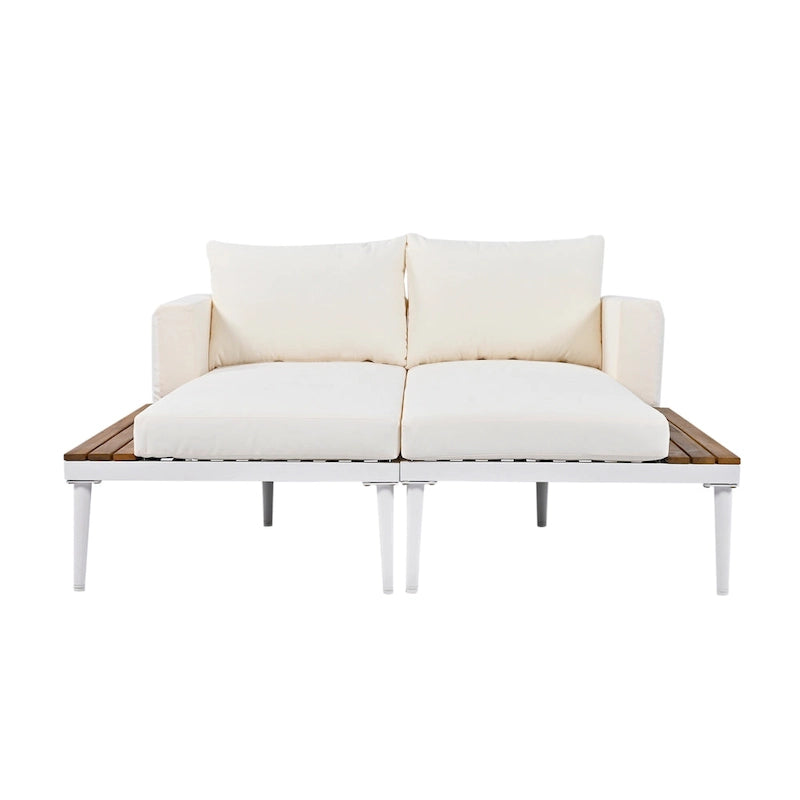Outdoor Patio Daybed with Acacia Wood Side Spaces