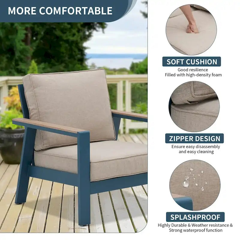 Zenova Aluminum Outdoor Sofa, Patio Sofa Sets, Patio Sectional Sofa Couch