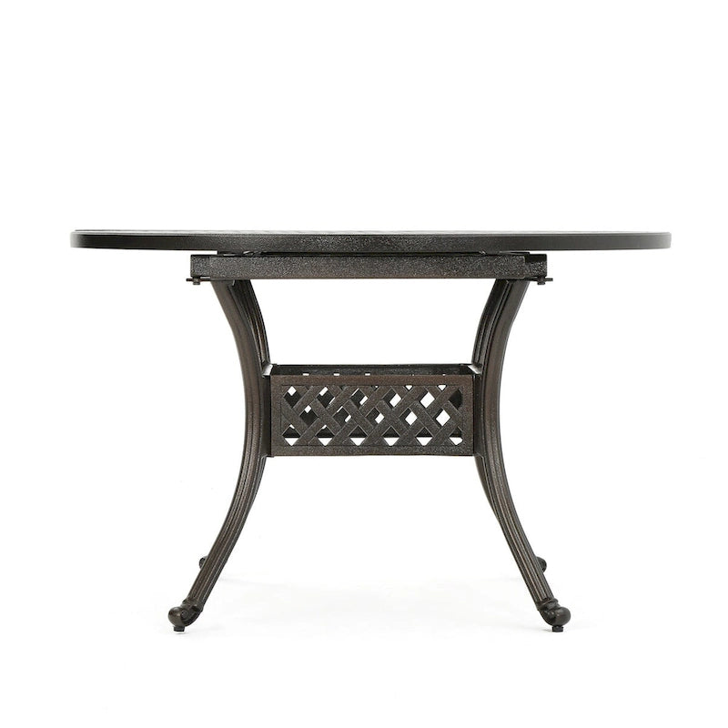 Outdoor Expandable Aluminum Dining Table for 4-6 People,Hammered Bronze Finish for Dining Room,Kitchen