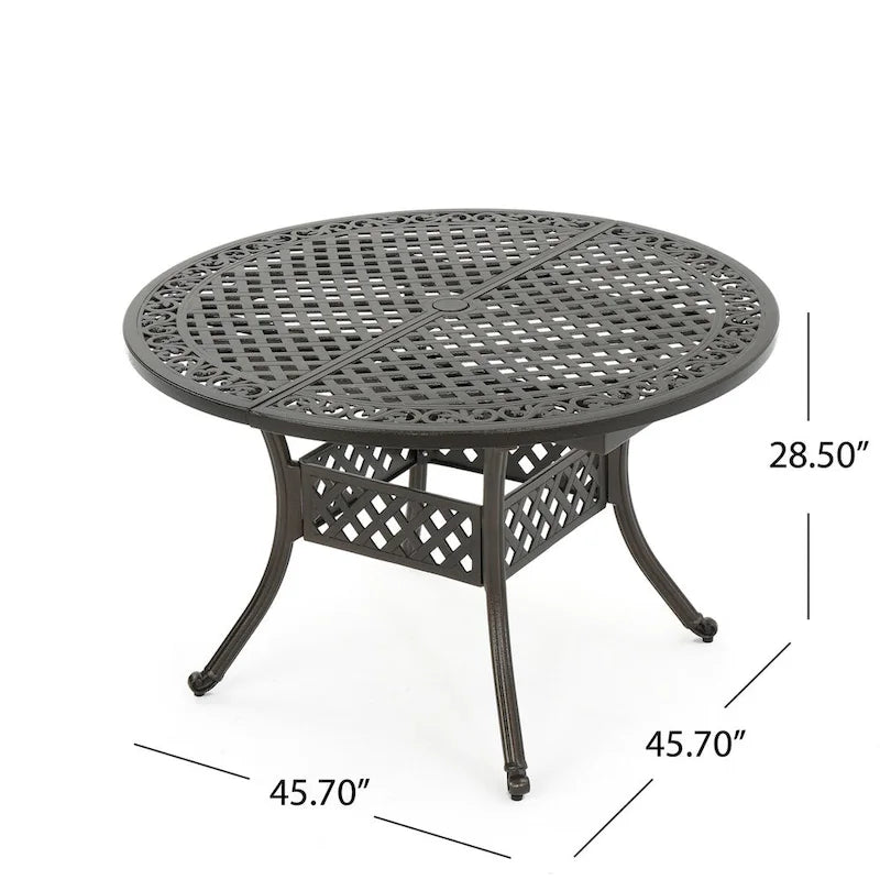Outdoor Expandable Aluminum Dining Table for 4-6 People,Hammered Bronze Finish for Dining Room,Kitchen