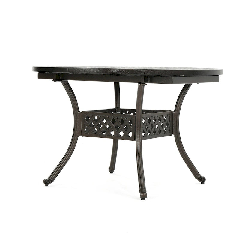 Outdoor Expandable Aluminum Dining Table for 4-6 People,Hammered Bronze Finish for Dining Room,Kitchen