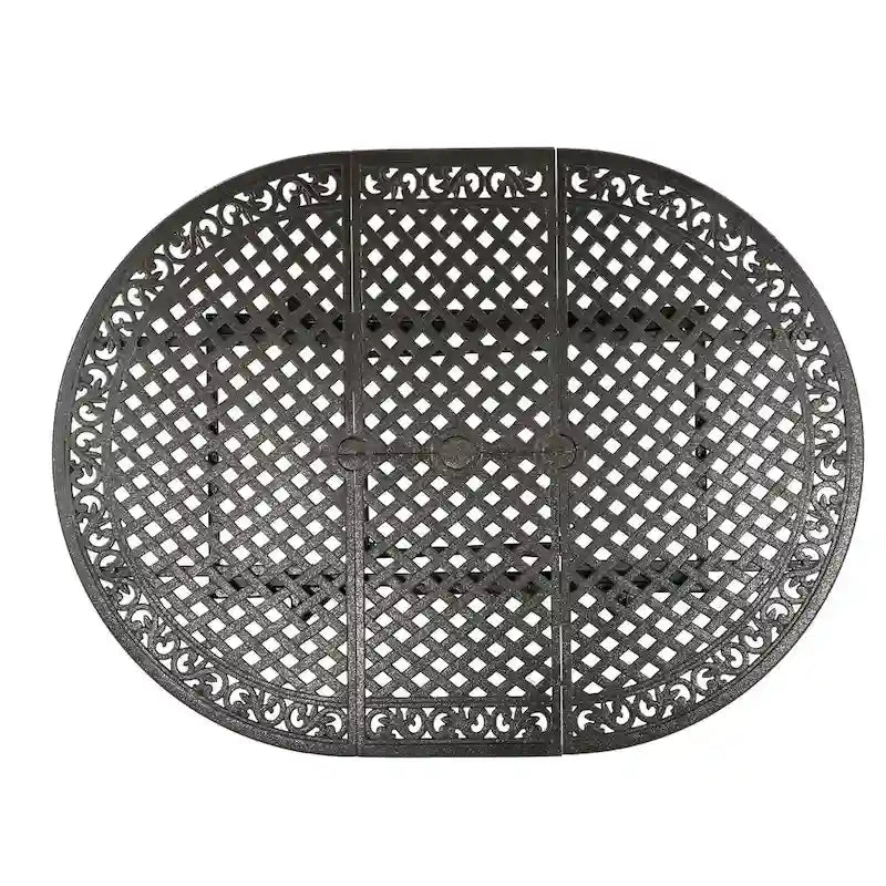 Outdoor Expandable Aluminum Dining Table for 4-6 People,Hammered Bronze Finish for Dining Room,Kitchen