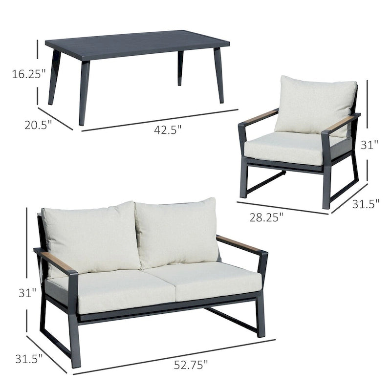 Outdoor Garden Sofa Set with Armchairs