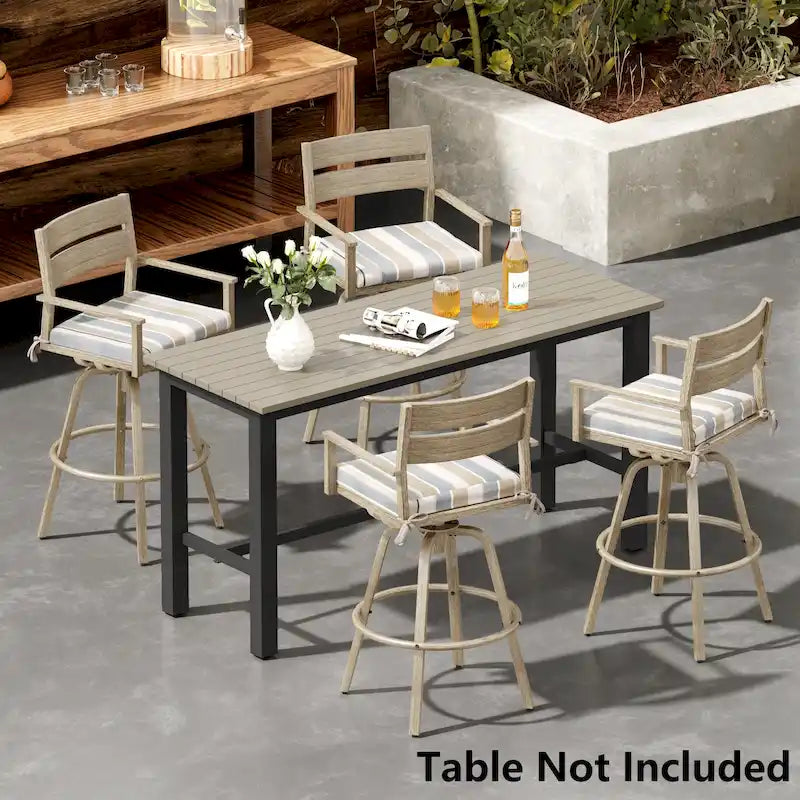 Outdoor Aluminum Patio Bar Stools Swivel Chairs with Cushions - N/A