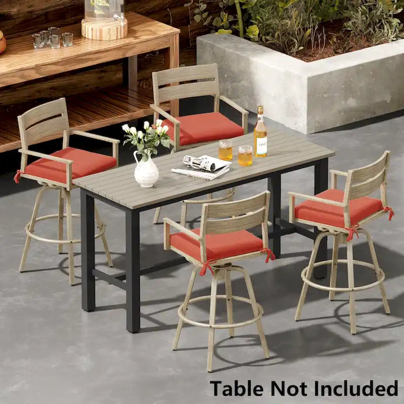 Outdoor Aluminum Patio Bar Stools Swivel Chairs with Cushions - N/A