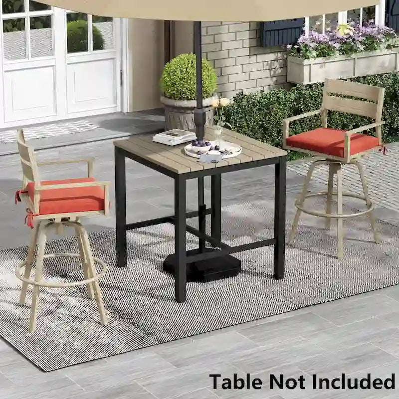 Outdoor Aluminum Patio Bar Stools Swivel Chairs with Cushions - N/A