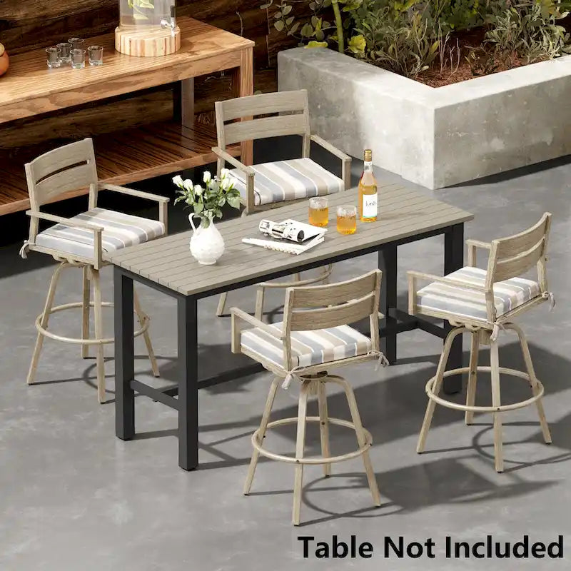 Outdoor Aluminum Patio Bar Stools Swivel Chairs with Cushions - N/A