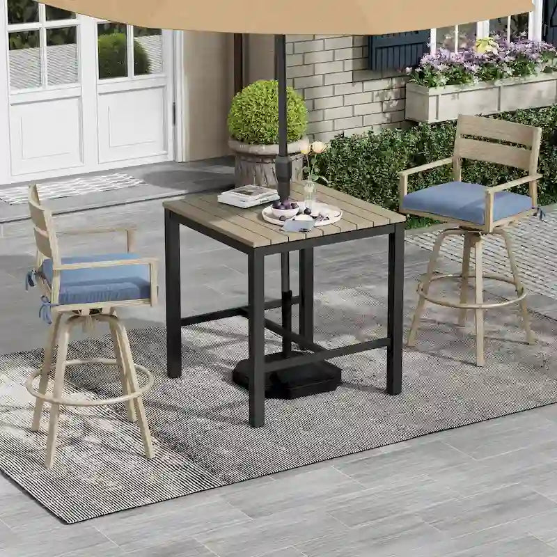 Outdoor Aluminum Patio Bar Stools Swivel Chairs with Cushions - N/A