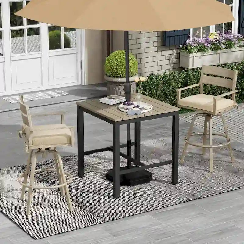 Outdoor Aluminum Patio Bar Stools Swivel Chairs with Cushions - N/A