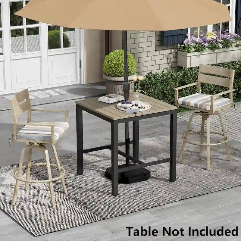 Outdoor Aluminum Patio Bar Stools Swivel Chairs with Cushions - N/A