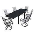 7 Piece Metal Frame Patio Dining Set, Aluminum Extendable Dining Table - N/A