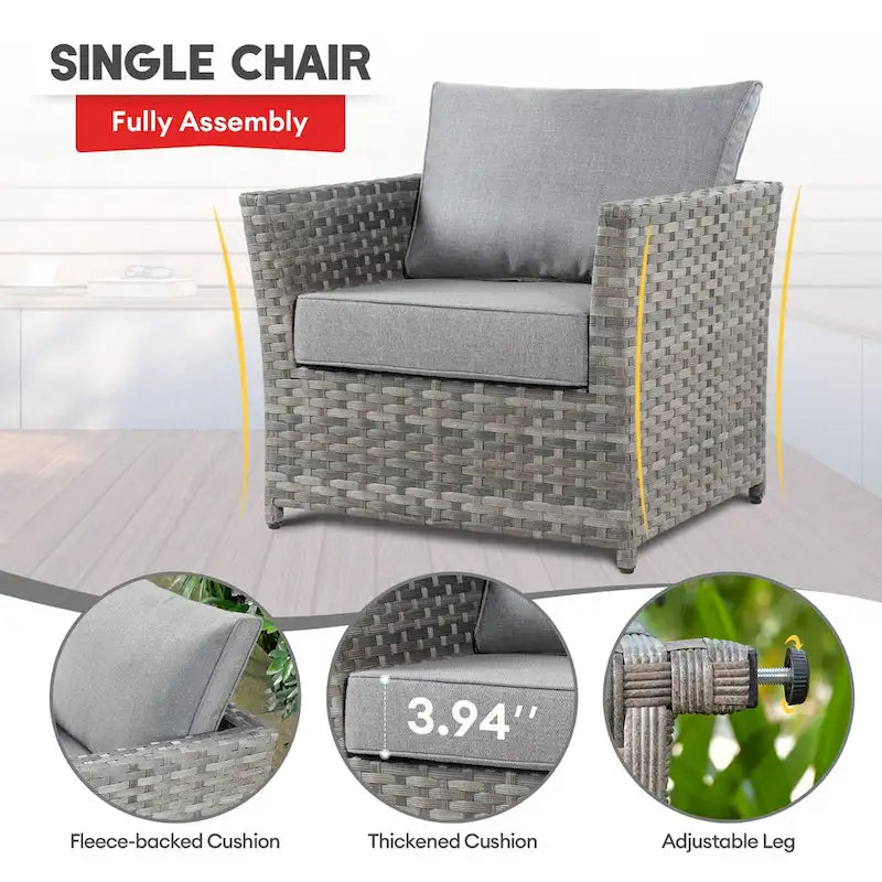 XIZZI 9-piece Patio Furniture Sectional Set with Swivel Rocking Chairs