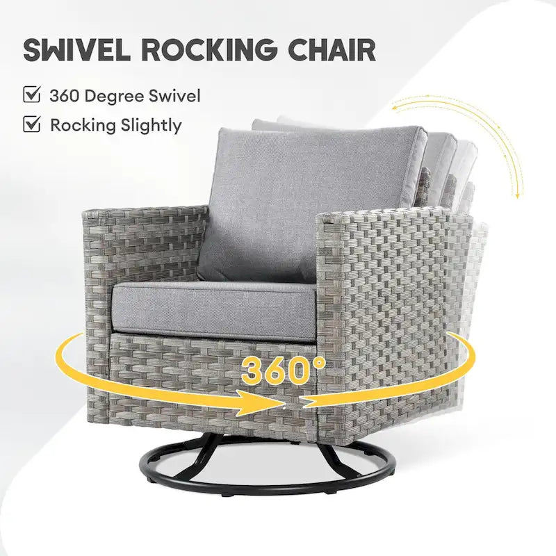XIZZI 9-piece Patio Furniture Sectional Set with Swivel Rocking Chairs