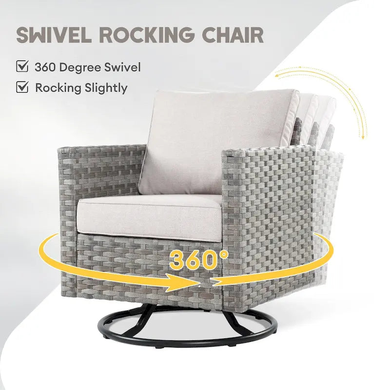 XIZZI 9-piece Patio Furniture Sectional Set with Swivel Rocking Chairs
