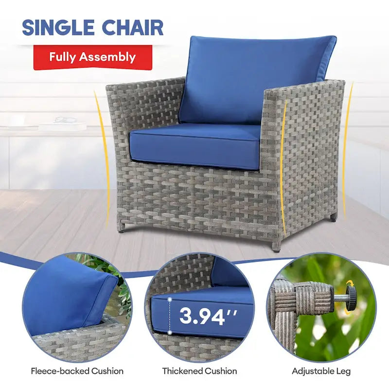 XIZZI 9-piece Patio Furniture Sectional Set with Swivel Rocking Chairs