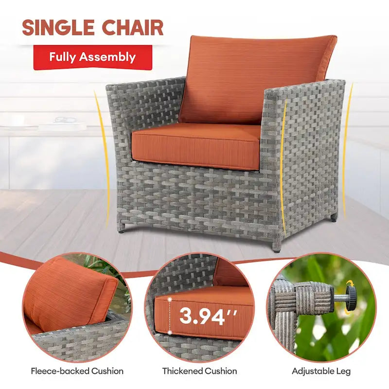 XIZZI 9-piece Patio Furniture Sectional Set with Swivel Rocking Chairs