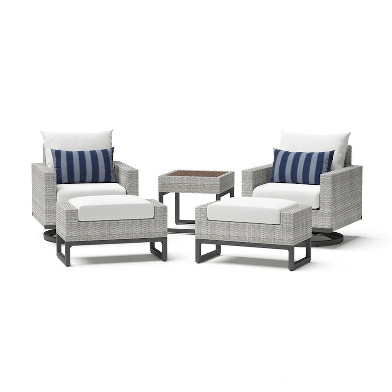 Milo 5 Piece Sunbrella Outdoor Patio Motion Club Set