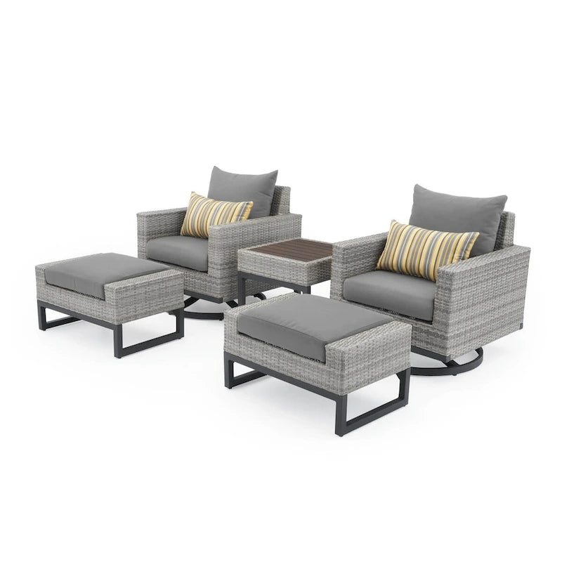 Milo 5 Piece Sunbrella Outdoor Patio Motion Club Set