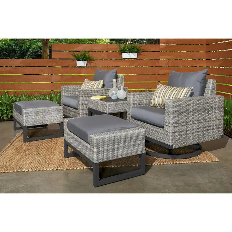 Milo 5 Piece Sunbrella Outdoor Patio Motion Club Set