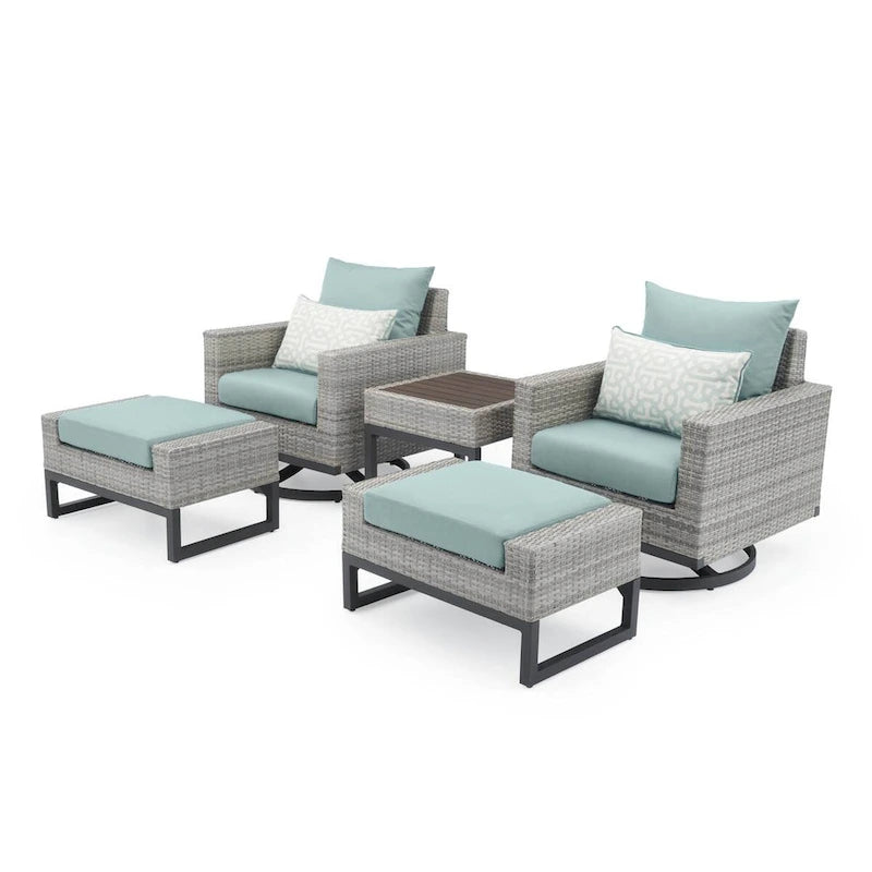 Milo 5 Piece Sunbrella Outdoor Patio Motion Club Set