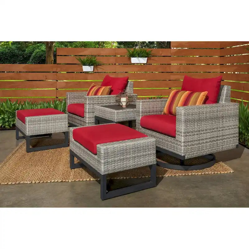Milo 5 Piece Sunbrella Outdoor Patio Motion Club Set