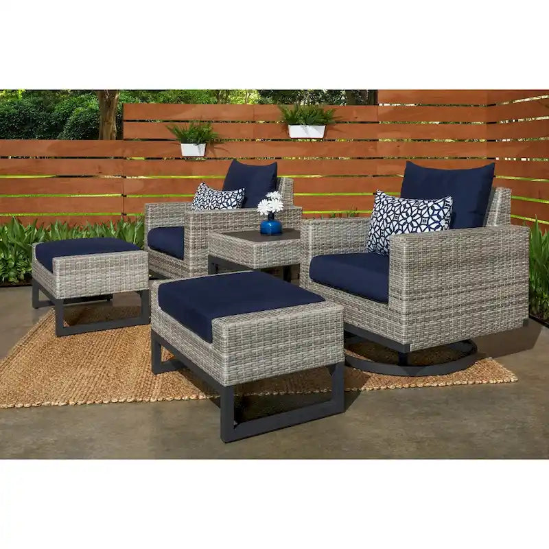 Milo 5 Piece Sunbrella Outdoor Patio Motion Club Set