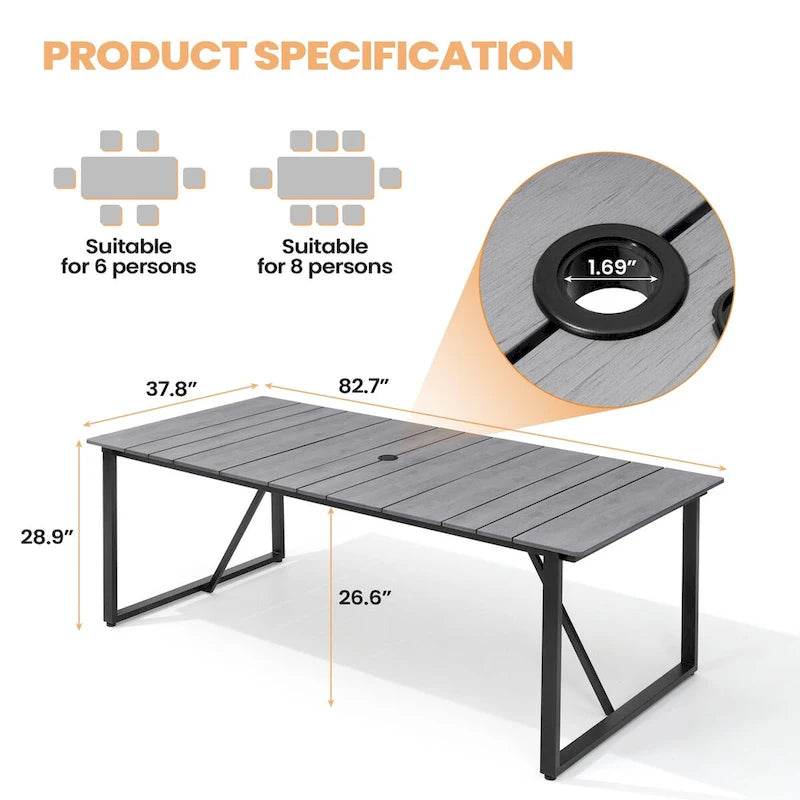Outdoor Aluminum Patio Dining Set Rectangle Dining Table with Chairs