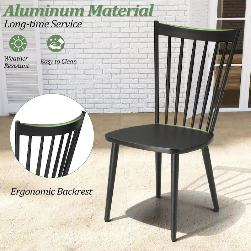 Outdoor Aluminum Patio Dining Set Rectangle Dining Table with Chairs