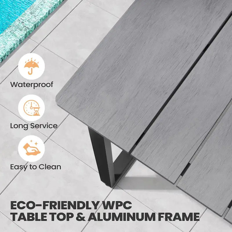 Outdoor Aluminum Patio Dining Set Rectangle Dining Table with Chairs