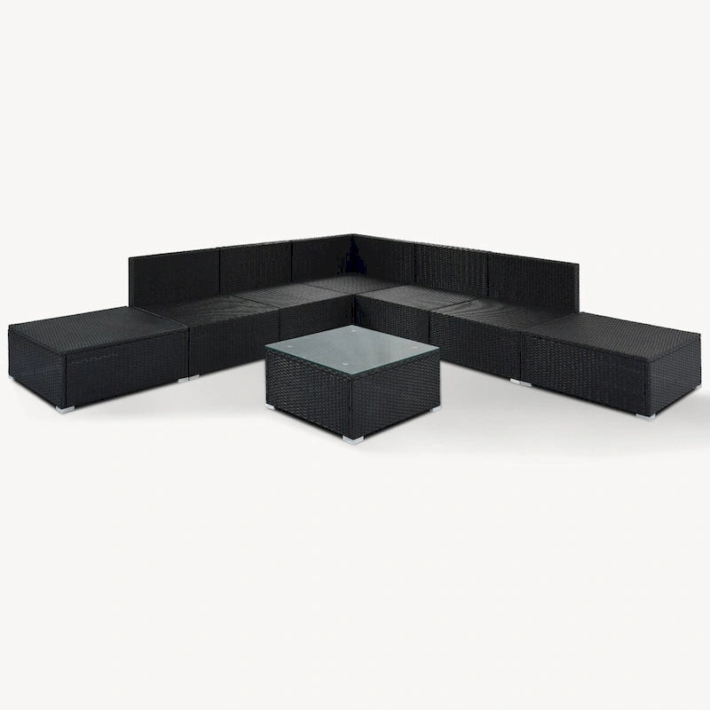 Gray Stylish Patio Furniture Set with Tempered Glass Table