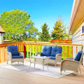 Outdoor Wicker Rattan Chairs with 2-Seater Sofa - Light Beige