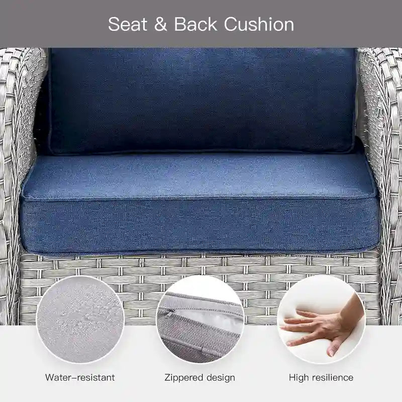 Outdoor Wicker Rattan Chairs with 2-Seater Sofa - Light Beige